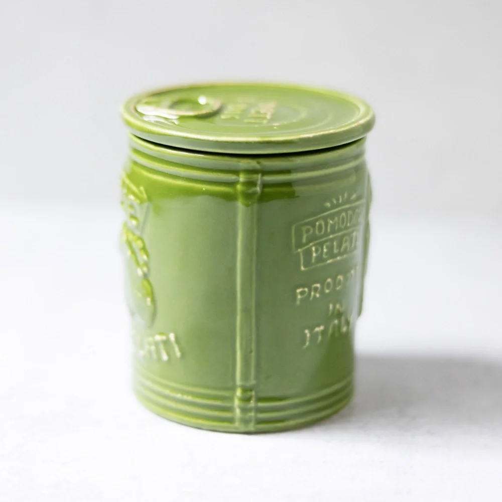 Sur La Table Green Artimino Tomato Pomodori Can Canister Lid Italy Pottery 3.5